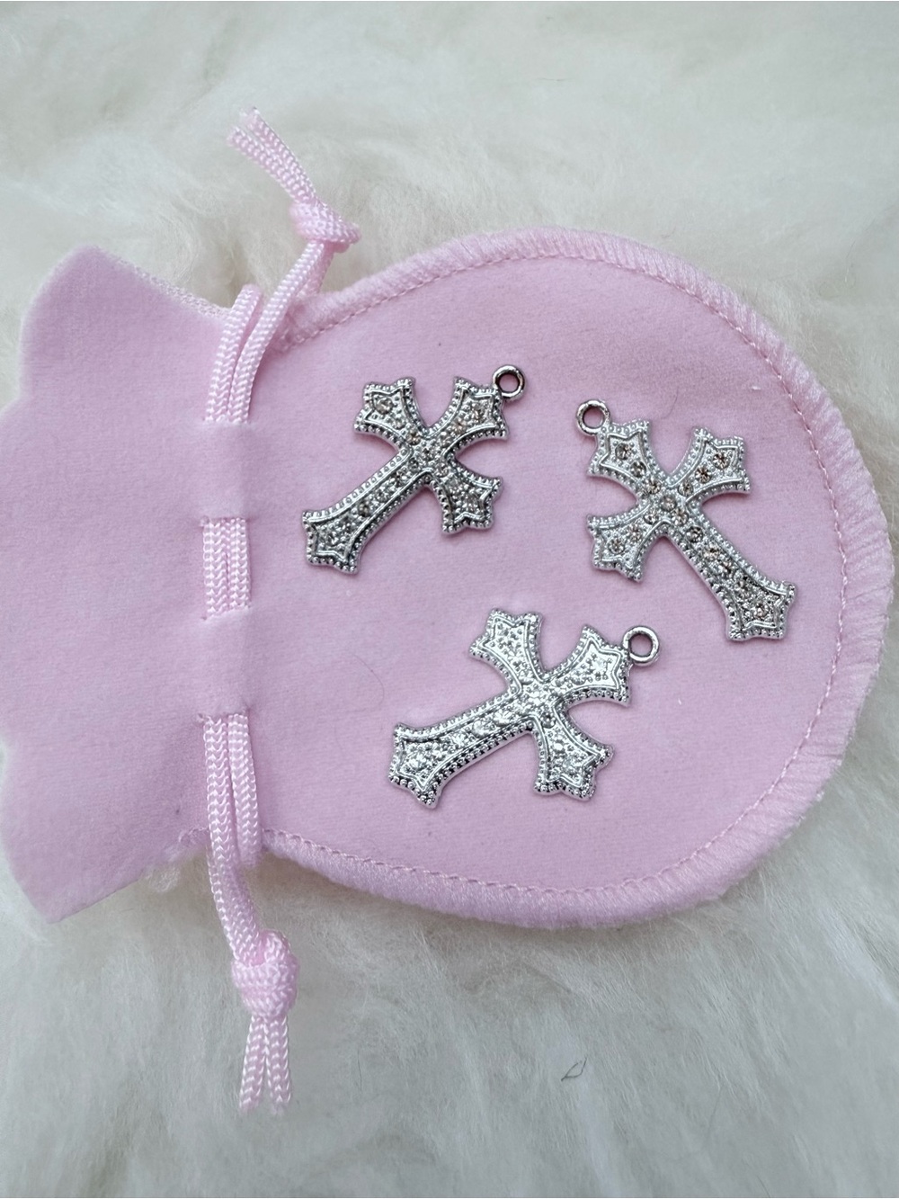 Set of 3 Ornate Rhinestone Gothic Cross
Pendants